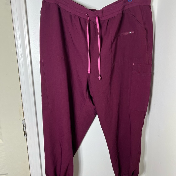 dolan Pants - Dolan Hope Jogger Scrub Pants Women’s 2XS Burgundy 11-Pocket Drawstring Medical
